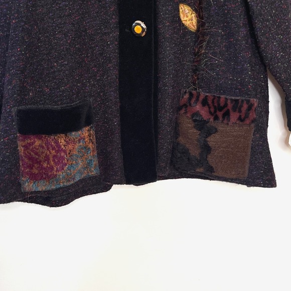Lee Andersen 2X Jacket Velvet Trim Appliques Art To Wear Whimsical Winter - Picture 2 of 13